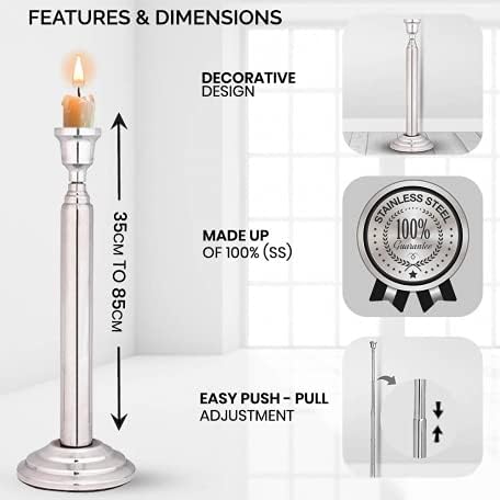 Luvottica Stainless Steel Trataka Candle Stand for Opening Third Eye Meditation with adjustable shaft, well balanced, without sharp edges and of non-inflammable material