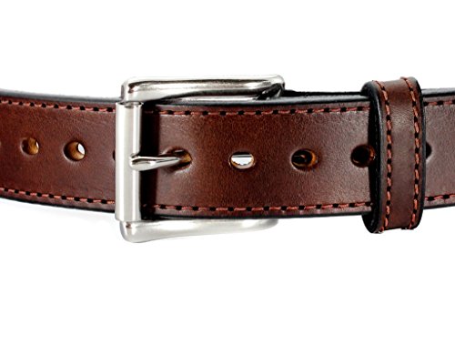 Steel Core Reinforced Leather Gun Belt - Extra Thick Concealed Carry (Brown,40) #TOP2