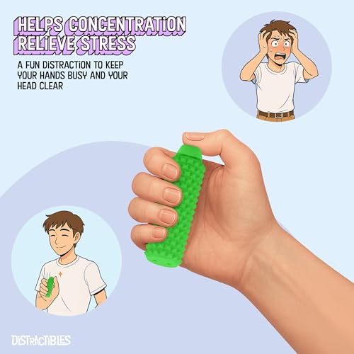 Image of Distractibles Spike Roller Clicker, Tactile Pain Stim Fidget with Clicker Switch, Pain Stimulation Roller with Lanyard (Green)