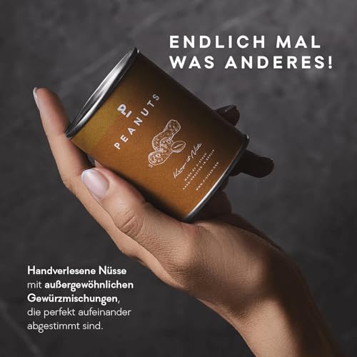 P-STASH Erdnüsse mit Rauch-Geschmack, Smoked Peanuts 3x60g, fettfreie Trommelröstung, Nussmischung mit einzigartigen Gewürzkombinationen, Premium Nuts made in Berlin