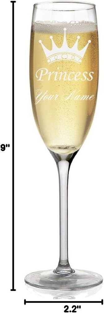 Champagne Glass, Princess Crown, Personalized Engraving Included