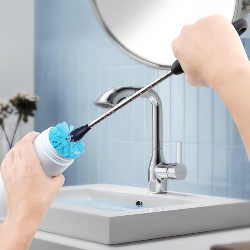 Flaschenbürste Reinigungsbürste, 38cm Langer Griff Flaschenreiniger zum Reinigen von Kaffeetassen, Weingläsern, Konservengläsern, Glaswaren, Küchenschrubbern, Blaue
