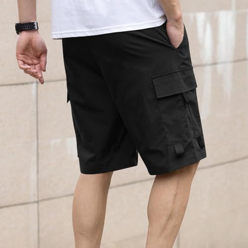 Image of Men's Cargo Shorts Casual Lightweight Quick Dry Outdoor Hiking Short Drawstring Loose Fit Cargo Shorts Multi-Pocket