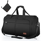 Ytonet Garment Bags for Travel, Foldable Garment Duffle Bags for Women men, Convertible Travel Garment Bag with Shoe Compartment, 2 in 1 Hanging Suitcase Suit Water Resistant Weekender Bag, Black