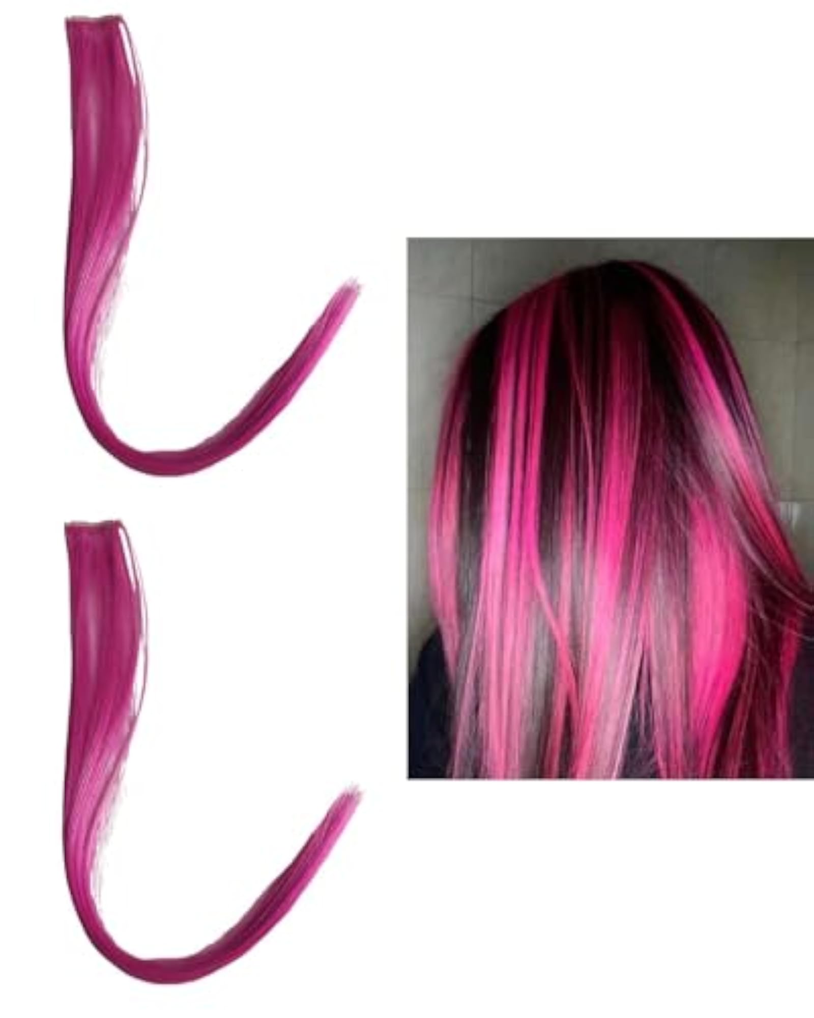 Pack of 2 Streak Hair Colored Extension Highlighter, Pink