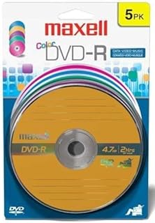 Maxell 638033 Multi Color Superior Archival Life for Storing Valuable Data -R Write Once DVD-R 4.7 Gb Card 5 Disc Pack