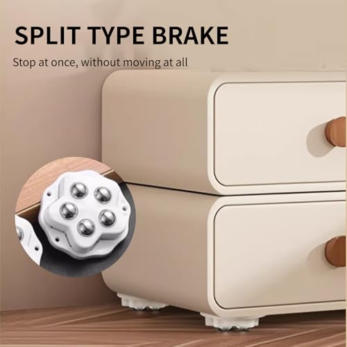 Zephyra 8 Ruedas Autoadhesivas para Muebles, Ruedas Giratorias 360° con Frenos de Goma, Deslizadores Prácticos para Muebles Pequeños y Electrodomésticos, Sin Perforación (Blanco) - imagen 4