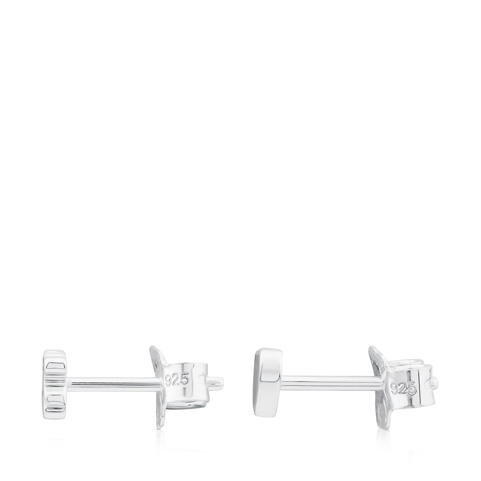 TOUS Pack de 2 Juegos de Pendientes de Plata de Primera Ley para Mujer con Cierre de Presión y 4 Motivos Diferentes 0,45cm, Minimalista y Elegante, Colección Basic