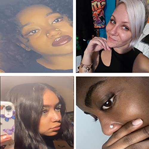 Yachy 8Pcs 20G Nose Studs, Nose Rings Studs Nose Rings L Shaped Corkscrew Nose Jewelry Nose Piercings Flower Moon Star Butterfly Nose Ring Surgical Steel Nose Piercing Jewelry For Women Men (Style3-Rose Gold) #TOP5