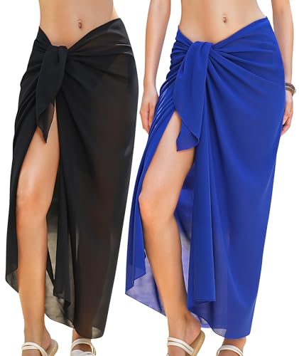 Image of Rossopesca Womens Beach Sarong Chiffon Swimsuit Coverups Sheer Bikini Wraps for Swimwear Bathing Suit Cover Up