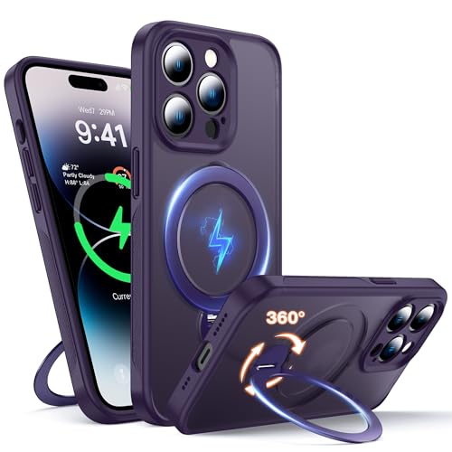 Support magnétique pour iPhone 14 Pro avec béquille invisible et rotation 360°