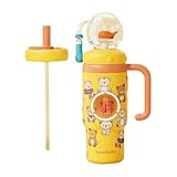 クジラ型ウォーターボトル - クジラ型スippyカップ,ハンドル付き 可愛い 漏れ防止 子供用 旅行や誕生日に最適 幼児や赤ちゃん向け フタとストロー付き
