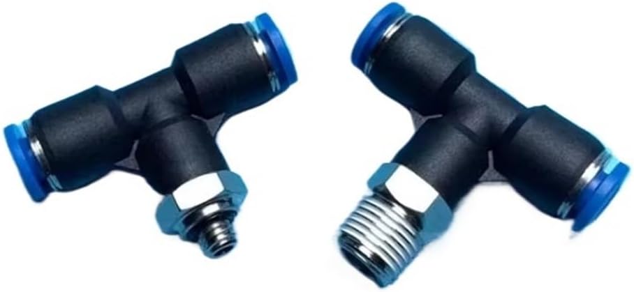 Tee 3 Ways 1/8" 1/4" 3/8" 1/2" Male 6mm Tube Brass Pneumatic Push In Connect Air Fitting Quick Release(BSPT,6MM_1/4")