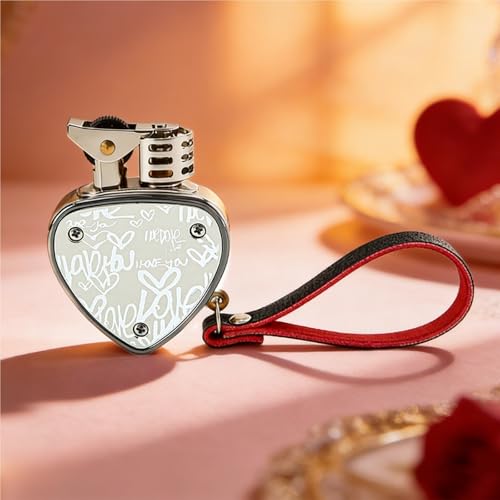 Encendedor metálico recargable con mecha en forma de corazón blanco