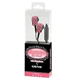 Craig Electronics CHP4831-PK Bling Ear Buds with Microphone, Black with Pink Rhinestones