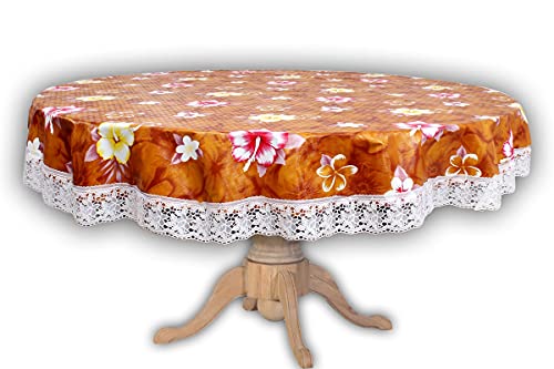 Image of The Furnishing Tree Round Shape 8 Seater Table Cover WxL 90x90 inches with White Border lace
