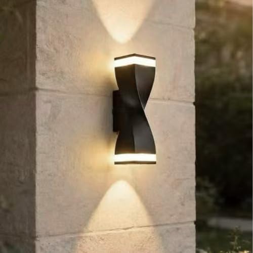 Applique murale LED extérieur noire IP65 luminaire haut et bas lumière naturelle