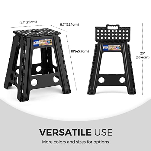 Acko Black 18 Inches Non Slip Folding Step Stool For Kids And Adults With Handle #TOP3