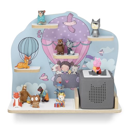 stadtecken Kinder Regal für Musikbox I Geeignet für die Toniebox und ca 35 Tonies I Perfekte Aufbewahrung für Kinderzimmer I zum Aufstellen oder Aufhängen  Oben Mittel