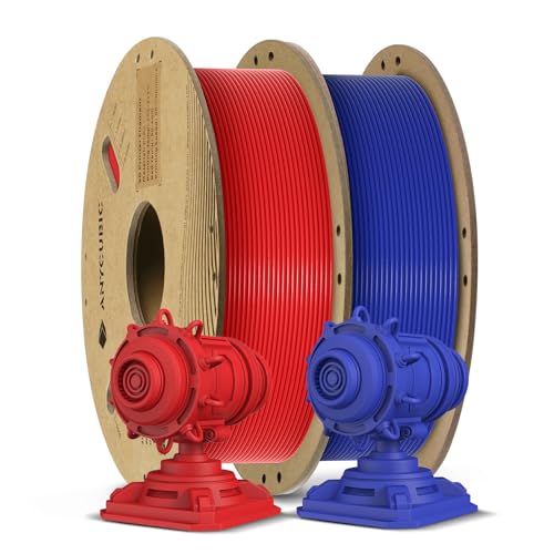 ANYCUBIC PLA+ 3D Printer Filament 1.75mm, High Toughness 3D Printing Filament, Accuracy +/- 0.02mm, Print with FDM 3D Printers, 2 Pack 1KG Reusable Spool, Dazzling Blue+Bright Red 2*1kg pla+