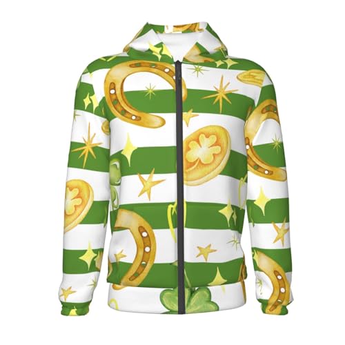 Watercolor St Patrick Day Kid Hoodies Boys Zip Up Sweatshirts Girls Pullover with Pocket2