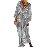 GUIHUA Strickkleid Damen Womne Wear Pailletten-Strickjacke mit Fledermausärmeln Party-Urlaubskleid V-Ausschnitt Pailletten langes Abendkleid Winterkleid Damen Rot