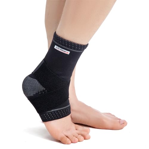 Image of Life Wear Ankle Support, Compression Sleeve with 4-Way Stretch, Breathable, Flexible and Comfortable Fit, Ideal for Ankle Pain Relief, Swelling, and Injury Prevention, Size (S) - Pack of 2
