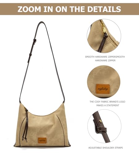 Image of myfriday Women PU Hobo Crossbody Bag, Coin Purse, 2 Straps Shoulder Purse | Anti-scratch PU, center divider, zipper pocket and coin pouch organize cosmetics, wallet and phone for commute or dates