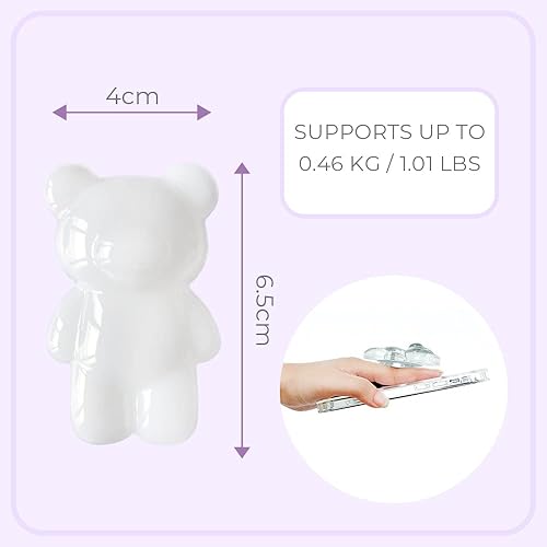 Miniatura 4 de GRIPONG - Soporte plegable expandible con forma de oso y corazón para teléfono celular, tableta, accesorio de teléfono celular (rosa transparente)