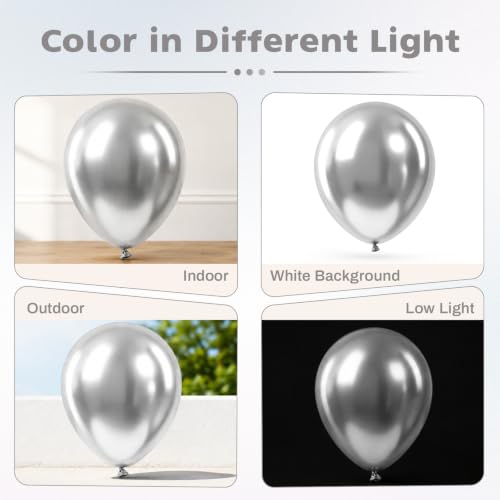 Image of Metallic Silver Balloons 12 Inch Chrome Silver Helium Party Balloon