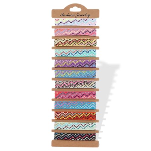 12 pulseras de la amistad tejidas a mano, hechas a mano, para niños, mujeres y hombres (F)