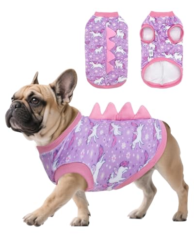 Image of CuteBone Dinosaur Costume Dog Shirt, Stretchy Velvet T-Shirt Clothes for Small Dogs, Soft & Breathable Pet Tee Outfit Cat Apparel for Daily Wear, Cozy Pullover Design Puppy Fashion COSBX07L