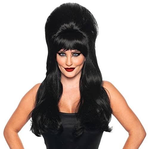 UNDERWRAPS Dark Mistress Wig - Long Black Adult Halloween Costume Wig for Women Mistress of The Dark Wig Womens Black Elvira Cosplay Costume Wig One Size