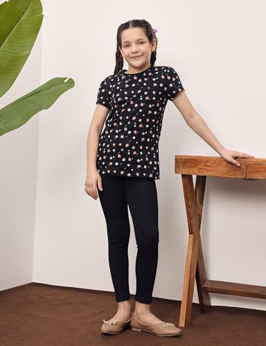 Image of Amazon Brand - Symbol Girl's Cotton Ribbed Stretchable Leggings | Ankle Length | Aged 2-14 Years