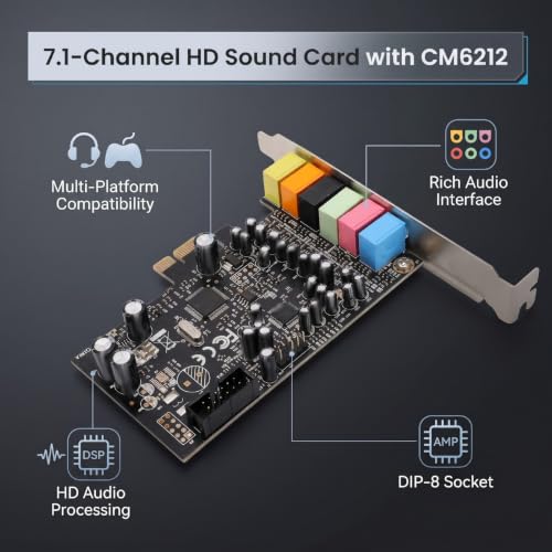 Tarjeta de sonido PCIe X1 7.1 con interfaz de envolvente estéreo HD y conector Dip 8 para PC 3