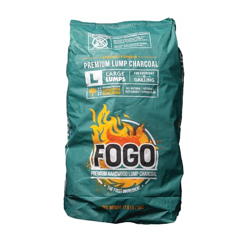 FOGO Brazilian Blend Hardwood Lump Charcoal, Natural, Large Sized...