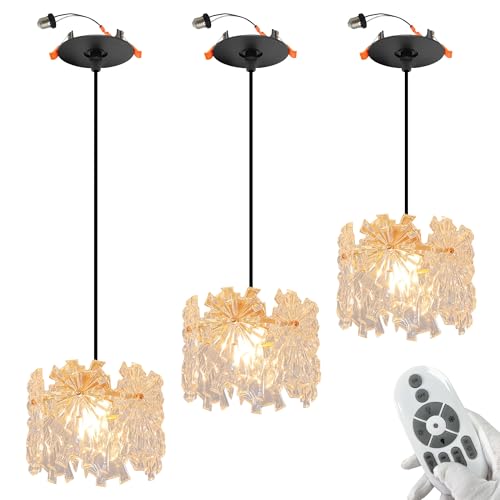 SKIVTGLAMP Compatible E26 Adapter T24 Connector Conversion Kit Can Retrofit Recessed Light Remote Control for 4~5inches Holes Adjustable Height Mini Crystal Cover Gold Frame