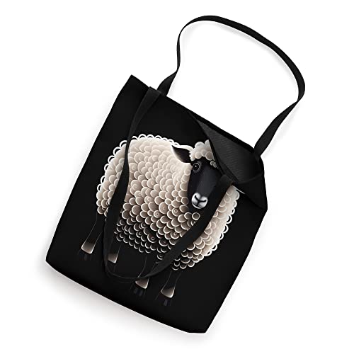 Bolso Tote Negro con Diseño de Oveja Blanca Divertida miniatura 2
