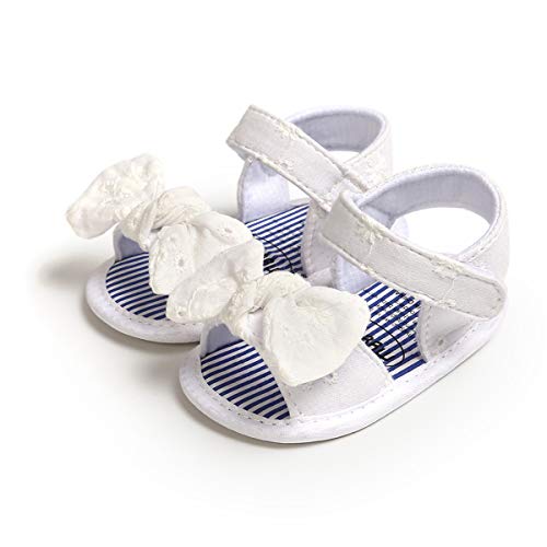 BENHERO Infant Baby Girls Summer Sandals with Bownot Soft Sole Non-Slip Newborn Toddler First Walker Crib Shoes(3-6Months Infant,K-White)