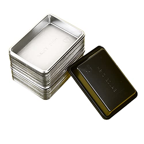 Qjfcare 100Pcs Rectangle Disposable Sauce Dishes, Mini Dipping Dessert Plates Sauce Dishes Soup Plate Soy Sauce Dishes Seasoning Dish Appetizer Plates For Home Restaurant - Silver #TOP3