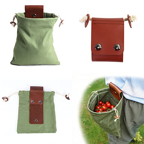 Canvas Foraging Pouch for Hiking, Durable Collapsible Bushcraft Waist Bag for Outdoors Camping, Easy Looping Around Belts - Image 3