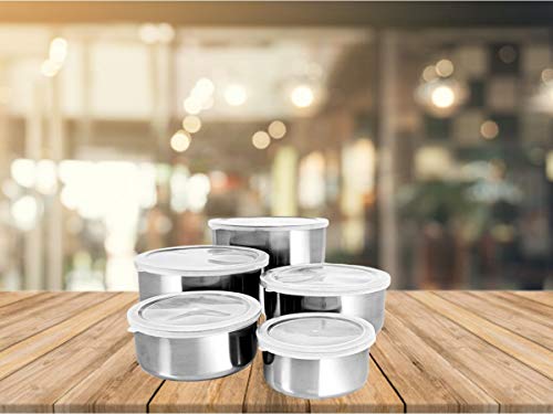 Conjunto de Potes Inox c/ tampa 5 Peças
