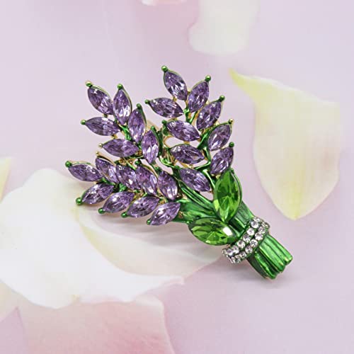 Image of Lavender flower brooch crystal rhinestone tulip brooch elegant accessories jewelry women brooches and pins fashion jewelry wedding flowers lapel pin
