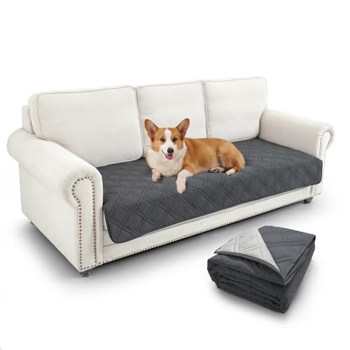 GYURO 100% wasserdichte hundedecke, hundedecke groß waschbar mit Rutschfester Rückseite, kann Möbel Bett Sofa schützen (Grau, 137*208CM)