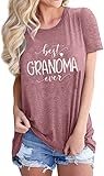 Grandma T Shirt Women Best Grandma Ever Shirt Letter Print Short Sleeve Grandmother Tees Tops Pink