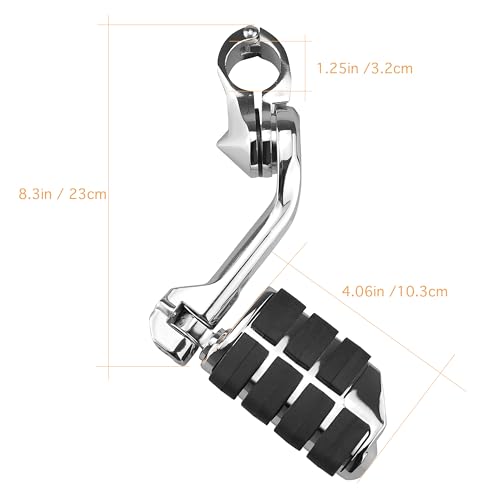 1.25” Motorcycle Adjustable Highway Footpegs for Harley Touring/Softail/Sportster (Street Glide/Road King) CVO Dyna Trike-Long Angled Crash Pegs w/Mounts & 1-1/4 Engine Guard Compatibility (Chrome) by ANGRY GRIT - Used condition - Image 2