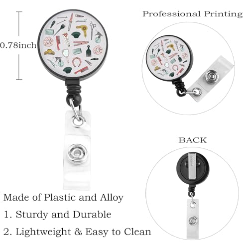 BNQL Hairdresser Reel Retractable Hairstylist Gifts for Hairdresser Gifts Cosmetology Gifts Barber Gifts Hairdressing Badge - Thumbnail 3