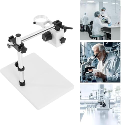 Stojak na mikroskop stereo z uchwytem obrotowym o 360 stopni, ostrość 76 mm do mikroskopów lornetki i trójokularu, idealny do użytku laboratoryjnego i warsztatowego