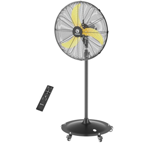 Image of FUGOO 24 Inch Outdoor Oscillating Pedestal Fan, 5000 CFM High Velocity, Waterproof BLDC Motor, Quiet Remote Control Industrial Standing Fan for Patio Garage Shop