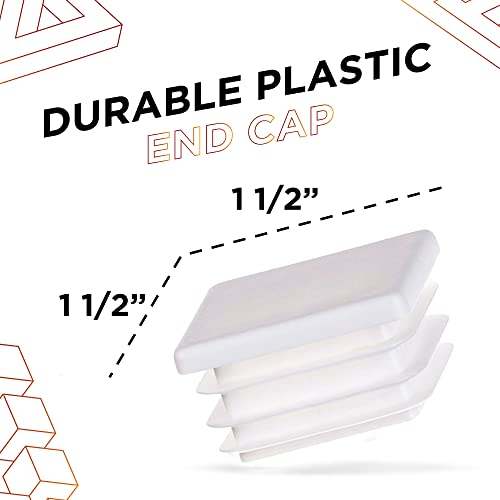 Tapón de plástico blanco resistente de 1 1/2 pulgadas para tubos cuadrados 3